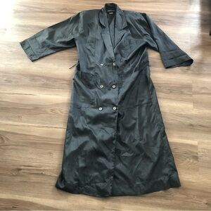 STRAIT LANE Vintage Black Long Line 3/4 Sleeve Nylon Windbreaker Women Fits M